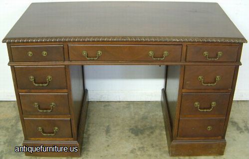 Antique Mahogany Rope Edge Kneehole Desk