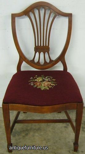 Antique Ahogany Shieldback Needlepoint Chair
