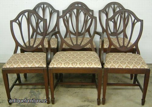 Antique Set Mahogany Shieldback Dining Chairs
