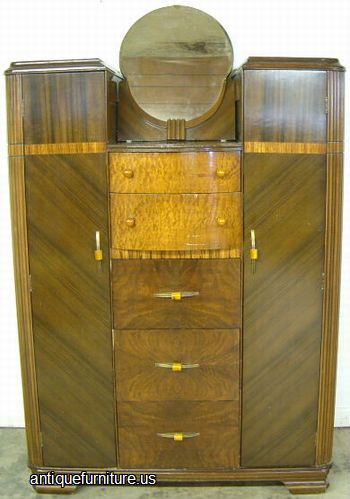 Antique Walnut Art Deco Chiffarobe