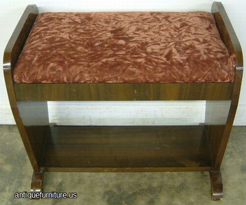 Antique Walnut Art Deco Vanity Bench