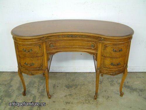 Antique Walnut French Style Kidney Desk