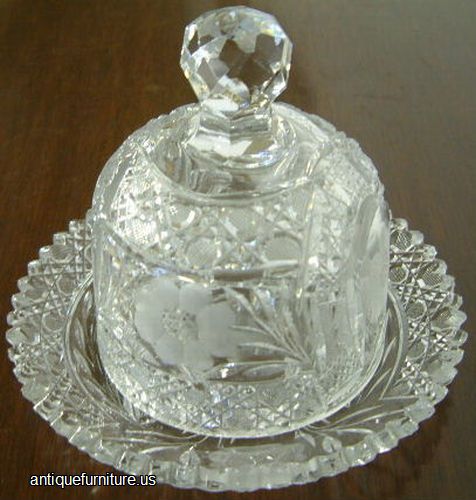Antique Crystal Butter Dish