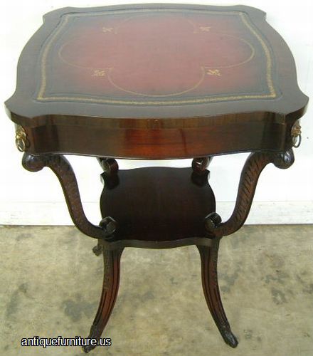 Antique Mahogany Leather Top Lamp Table