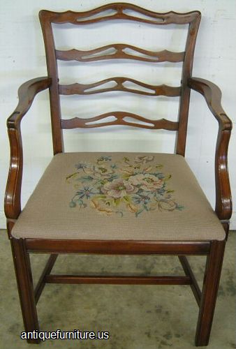 Antique Mahogany Needlepoint Dining Chair