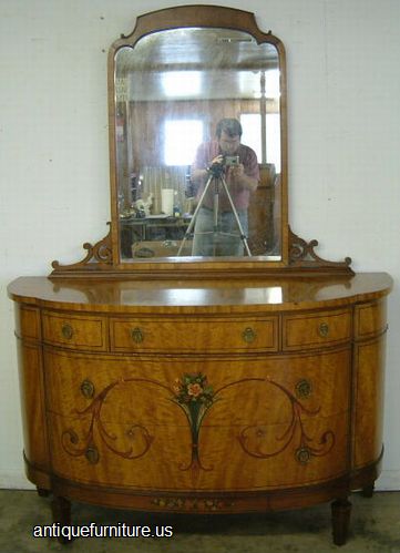 Antique Paint Deorated Demilune Dresser