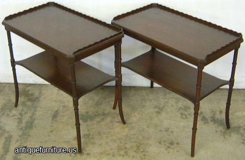Antique Pair Mahogany Lamp Tables