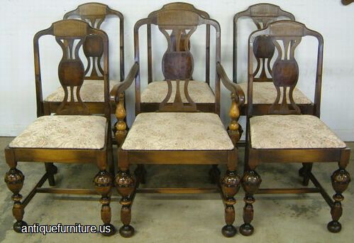 Antique Set Walnut Dining Chairs