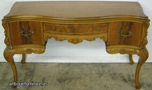 Antique Burl Walnut French Style Desk