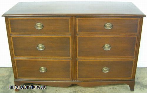 Antique Inlaid Mahogany Double Dresser