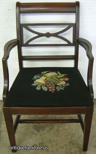 Antique Mahogany Needlepoint Dining Chair