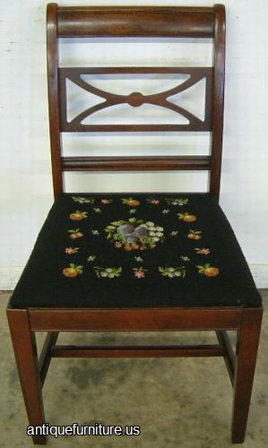 Antique Mahogany Needlepoint Dining Chair