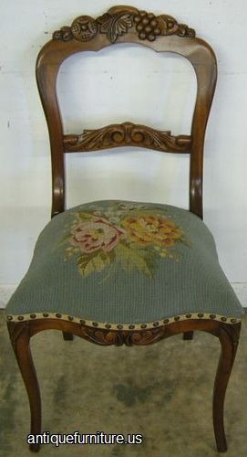 Antique Ornate Victorian Needlepoint Chair