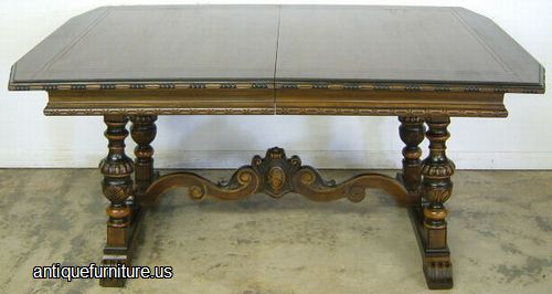 Antique Ornate Walnut Berkey Gay Dining Table