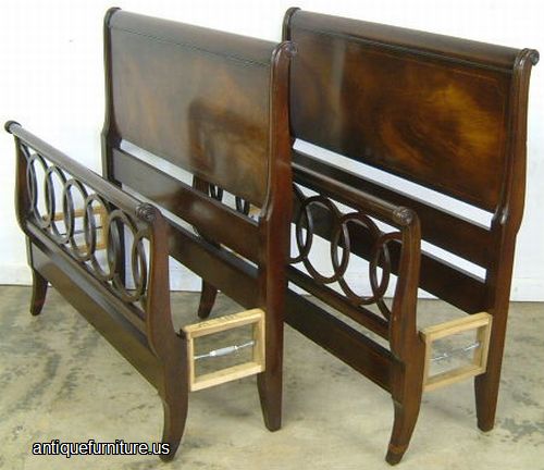 Antique Pair Mahogany Twin Beds
