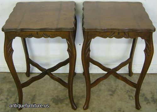Antique Pair Walnut Lamp Tables