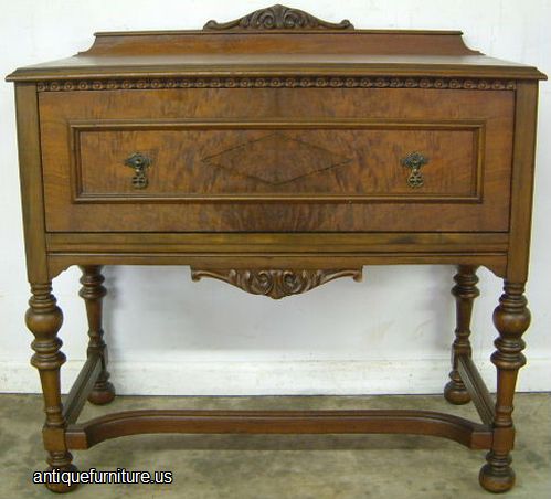 Antique Burl Walnut 1 Drawer Server