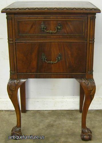 Antique Flame Mahogany Ball And Claw 2 Drawer Nightstand