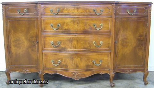 Antique French Style Burl Walnut Sideboard