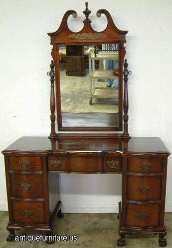 Antique Mahogany Ball And Claw Vanity With Mirror