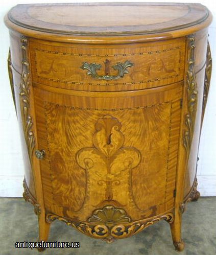 Antique Ornate Shell Carved Inlaid Nightstand
