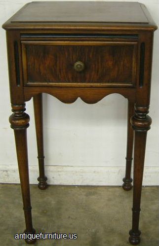 Antique Burl Walnut 1 Drawer Nightstand