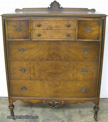 Antique Burl Walnut 7 Drawer Chest