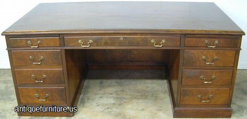Antique Burl Walnut Executive Desk