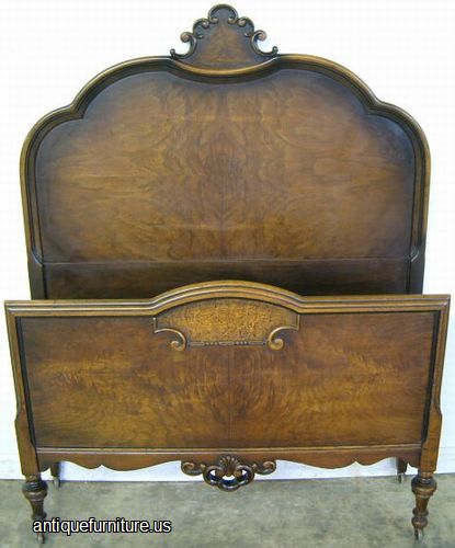 Antique Burl Walnut Twin Bed