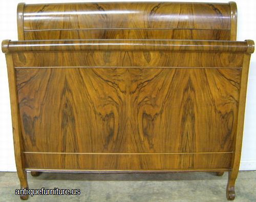 Antique Circassian Walnut Full Size Sleigh Bed