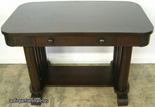 Antique Empire Mahogany Library Table With Drawer