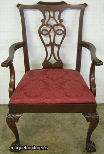 Antique Mahogany Ball And Claw Dining Chair With Arms