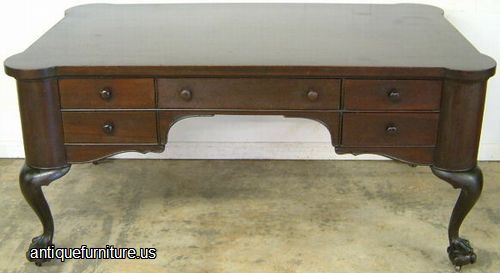 Antique Mahogany Ball And Claw Executive Desk