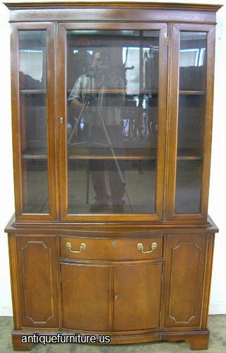 Antique Mahogany Flat Glass China Cabinet