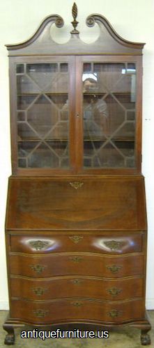 Antique Mahogany Governor Winthrop Desk With Bookcase