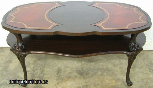 Antique Mahogany Leather Top Coffee Table