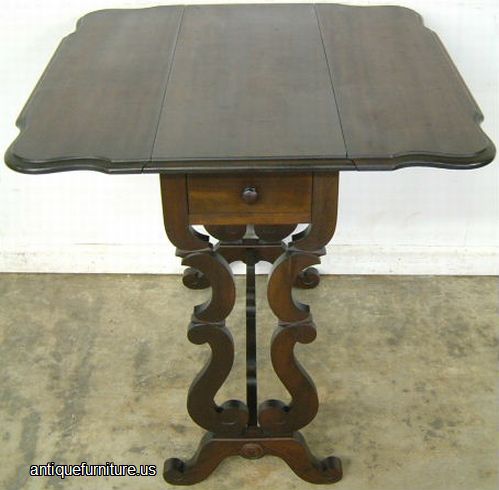 Antique Mahogany Lyre Base Dropleaf Table View3