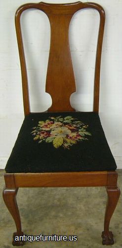 Antique Mahogany Needlepoint Dining Room Chair