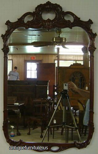 Antique Ornate Mahogany Mirror