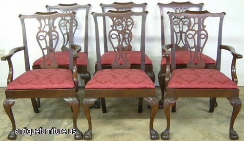 Antique Set Of 6 Mahogany Ball Claw Dining Chairs