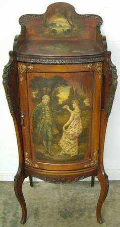 Antique French Paint Decorated Music Cabinet