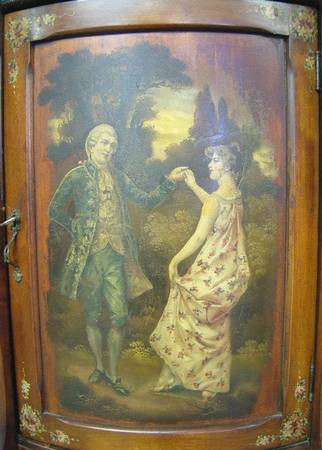 Antique French Paint Decorated Music Cabinet