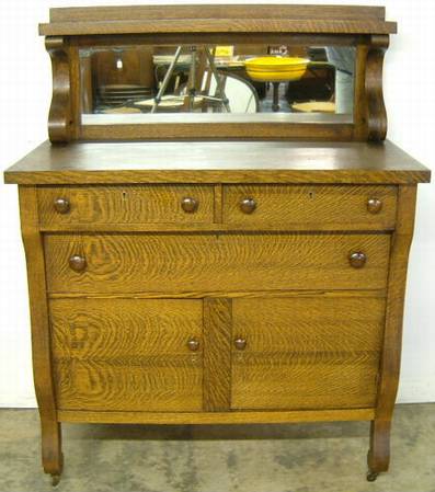 Antique Oak Sideboard With Mirror