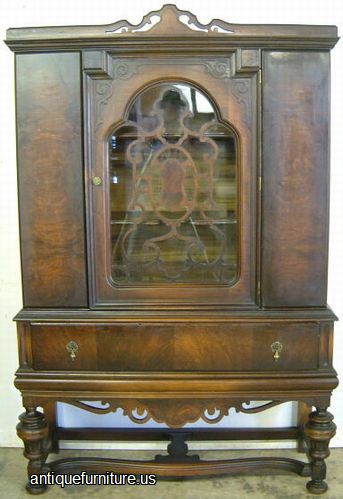 Antique Flame Mahogany China Cabinet