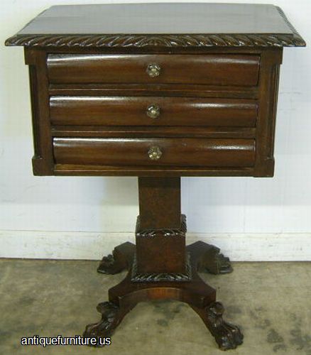Antique Mahogany Empire Paw Foot Nightstand