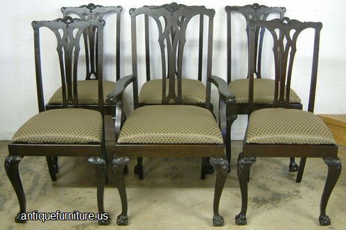 Antique Set Mahogany Ball Claw Dining Chairs