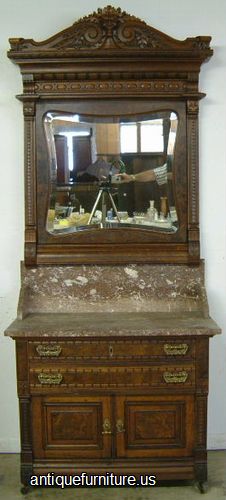 Antique Victorian Walnut Marbletop Washstand