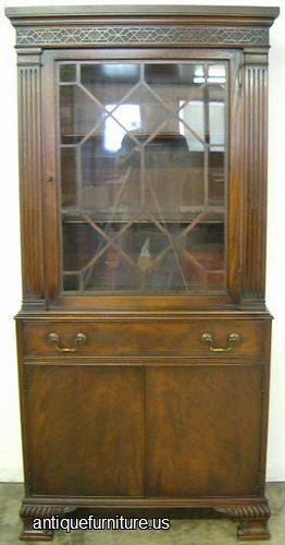 Antique Flame Mahogany China Cabinet