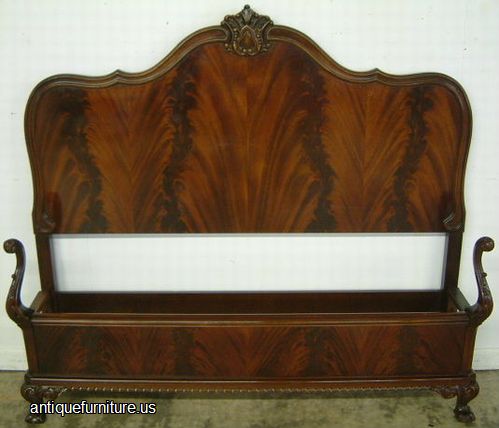 Antique Ornate Flame Mahogany Ball Claw Bed