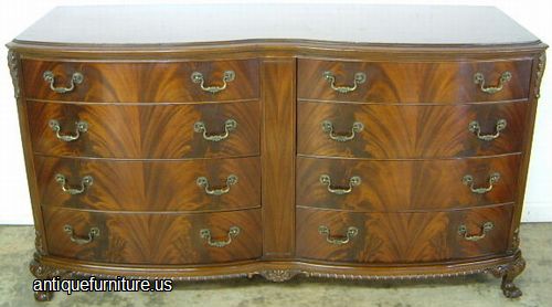 Antique Ornate Flame Mahogany Ball Claw Dresser